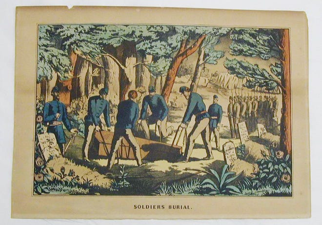 Civil War efforts at interring soldiers that fell battle or died by other means was usually more haphazard than portrayed in ìSoldiers Burialî. [Contributed Photo/Pamplin Historical Park]