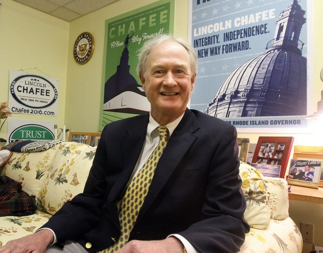 Former Rhode Island Governor Lincoln Chafee in his office in Warwick. [The Providence Journal file /Bob Breidenbach]