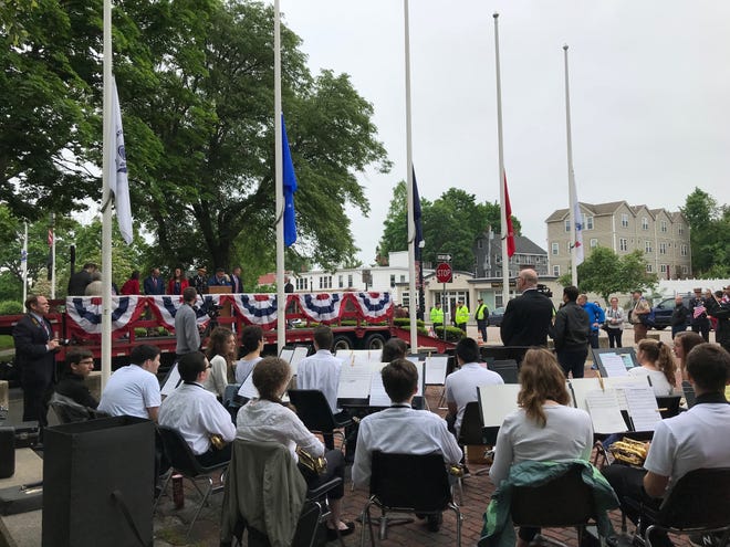 The Watertown High School Band played for attendees on Memorial Day. [Wicked Local staff photo / Kerry Feltner]
