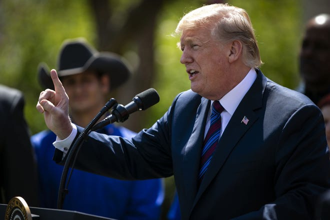 President Donald Trump speaks during an event on tax policy in the Rose Garden of the White House in Washington, D.C., on April 12, 2018. [Bloomberg photo by Al Drago]