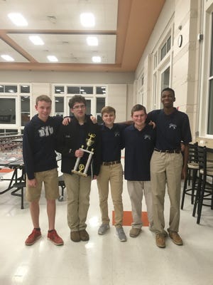 The Dorman High School quizbowl team will be competing at the PACE National Scholastic Championship this weekend. The team (left to right): William Richey, Kyle Quinn, Chandler Parks, Charlie Weaver and Delario Nance. [SUBMITTED]