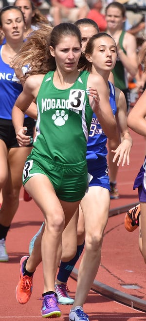 Mogadore High School's Hope Murphy competes the 800 meter run event during the OHSAA State Finals Track and Field Tournament on Saturday, June 2, 2018, at Jesse Owens Memorial Stadium at The Ohio State University. (Todd Reed / Gatehouse Media Photo)