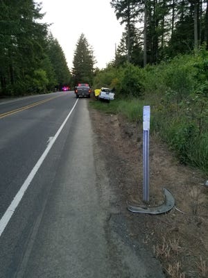 Site of fatal car wreck on westbound Highway 126. [Oregon State Police]