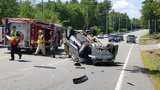 A rollover accident occurred Sunday morning at 10:35 a.m. near the entrance to York’s Wild Kingdom, snarling traffic on both sides of the accident. [Photo by Deb McDermott]