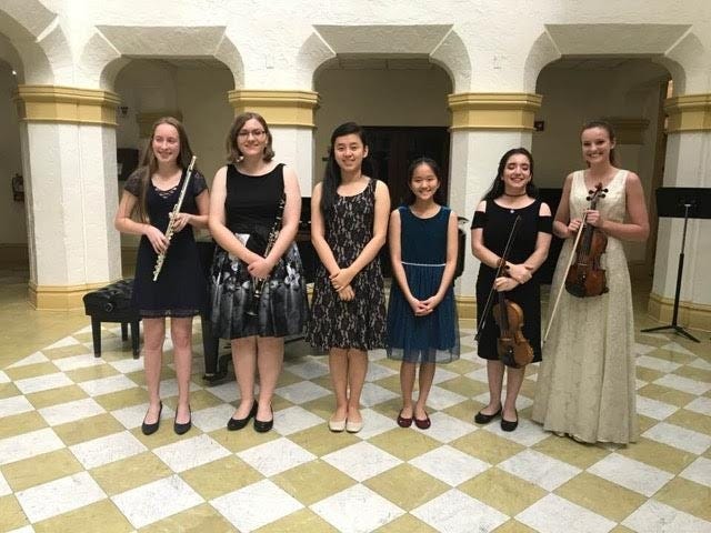 Foundation for the Promotion of Music Awards Recital youth winners are, from left, Amelie Thompson, Julia Lanni, Yang Zhao, McKayla Ro, Karla Mejias and Abbie Ringdahl. [Submitted photo]