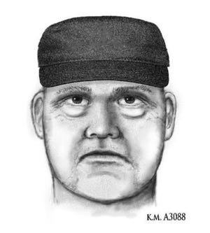 This image released by the Phoenix Police Department shows a sketch of the suspect in the first of three shooting deaths in Phoenix. It shows a white man wearing a dark hat. [Phoenix Police Department via AP]