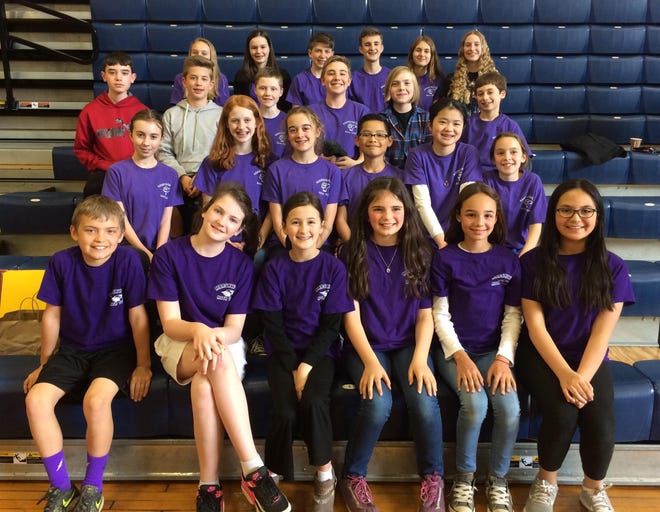 Marshwood mathletes include, from left, front row, Tyler Hussey, Taylor Udy, Ella Bogh, Madeline Getchell, Lilly Gennero, Chyanne Simms; row 2, Jaelin Trager, Sadie Lewis, Libby Houghton, Kenai Diaz, Kayley Lin, Aoife Coomey; row 3, Sean Williams, Ryan Pote, Mitchell Vlcek, Riley, St.Pierre, Will Sandusky, Jonah Nobel; row 4, Sophie Lusenhop, Helen Willoughby, Kai Machamer, Nick Leavitt, Kate Adams, Alana Moretti. [Courtesy photo]
(back)