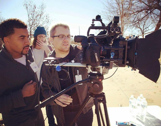 Oklahoma writer-director Laron Chapman works with cinematographer Jacob Leighton Burns on his feature film directorial debut "You People," playing at 6 p.m. Sunday at MidFirst Bank Theater at Harkins Bricktown Cinemas 16 during the deadCenter Film Festival. [Photo provided]