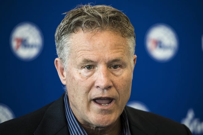 Head coach Brett Brown has been put in charge of the 76ers' basketball operations until management finds a permanent replacement for Bryan Colangelo. [MATT ROURKE/THE ASSOCIATED PRESS]