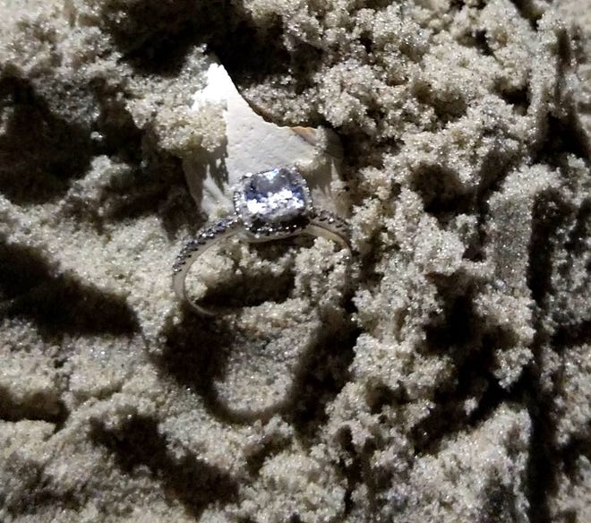 John Favano of The Ring Finders South Jersey found this diamond engagemnet ring in the sand at Sea Isle City last August. [COURTESY OF JOHN FAVANO]