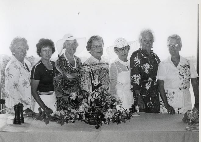 Officers of the Osterville Garden Club pose for the camera during their annual luncheon meeting held at Anthony’s Cummaquid Inn in June 1978. (Barnstable Patriot Files/W.B. Nickerson Cape Cod History Archives)