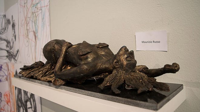 Palm Beach resident Maurizio Candotti Russo created this painted ceramic sculpture of a reclining woman in Sandra Levine’s figure modeling class at the Armory Art Center. The piece is included in Gestures: Drawing & Sculpture at the Armory. Photo by Jeanne Martin