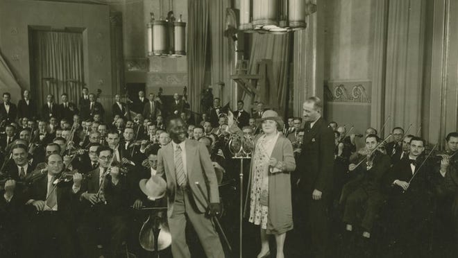 Bill “Bojangles” Robinson and Sophie Tucker performing with a vaudeville band, circa 1923. Contributed by Theater Biography Collection/Ransom Center