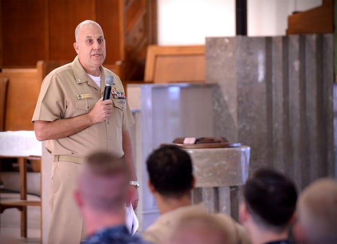 Cmdr. Michael Polito, officer in charge of Fleet Readiness Center Southeast Detachment Jacksonville, speaks about the unimaginable loss he and his family suffered as a result of drinking and driving. Polito spoke publicly about the tragic events for the first time in front of his Sailors during his unitâ€™s safety stand down at All Saints Chapel aboard Naval Air Station Jacksonville May 24.