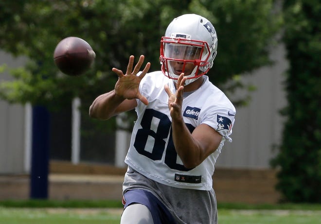 Jordan Matthews, who signed as a free agent with the Patriots this offseason, is one of 10 wide receivers competing for a roster spot.