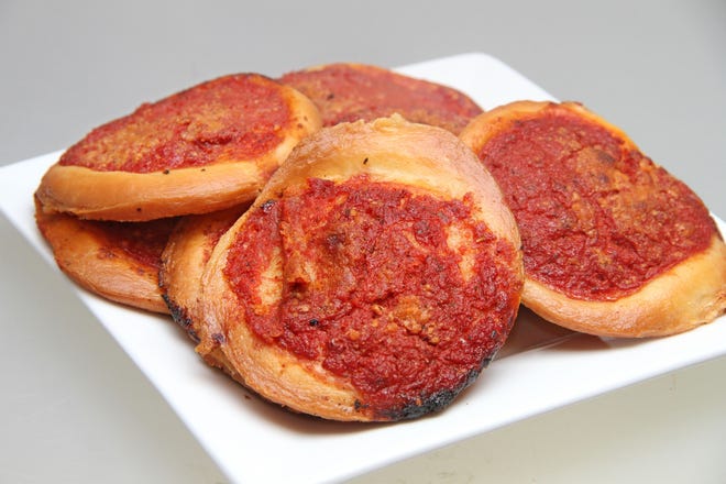 Pizza chips from The Original Italian Bakery in Johnston. [The Providence Journal / Steve Szydlowski