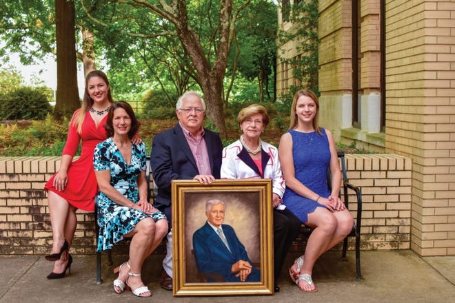 A gift from the Pulliam family will create an endowed chair position in honor of Pulliam family patriarch H.M. (Morris) Pulliam. The family has deep roots at UGA. Left to right: Anna Kate Pulliam is a 2018 math education alumna of UGA. Amy Pulliam is working toward a master's degree in education with an anticipated graduation date of 2019. Dr. Michael Pulliam, who graduated with a zoology degree in 1961, and his wife, Elaine, elected to fund the endowed chair. Grace Pulliam, a current UGA student, majors in genetics and music and she plans to graduate in 2022. [Contributed]