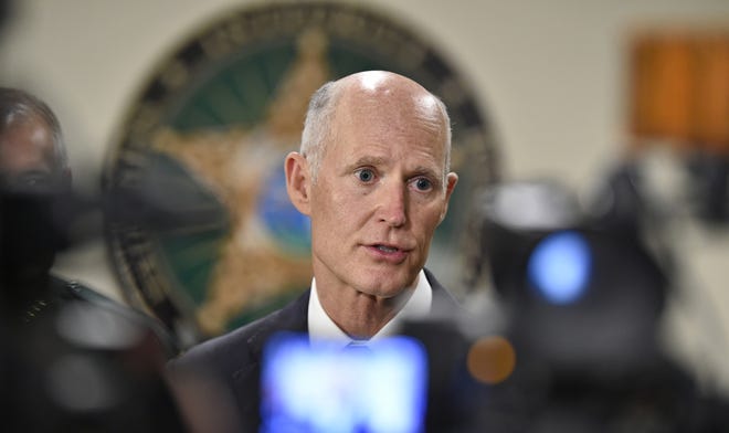 Tuesday afternoon July, 11, 2017, at Sarasota's County Emergency Operations Center, Florida Governor Rick Scott hosted a ceremonial bill (HB 477) signing creating new penalties and enhancing existing penalties relating to Opioids including Fentanyl. [Herald-Tribune staff photo / Thomas Bender]