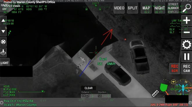 This image from aerial video shows the arrest of a suspect following a Sheriff's Office pursuit on Monday. [MCSO via Facebook]