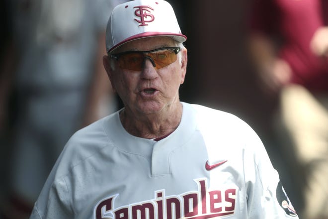 Florida State has announced that Mike Martin will retire as baseball coach at the end of the 2019 season. Martin, who has led the Seminoles since 1980, became college baseball's wins leader in May. [Joe Rondone/Tallahassee Democrat via AP, File]