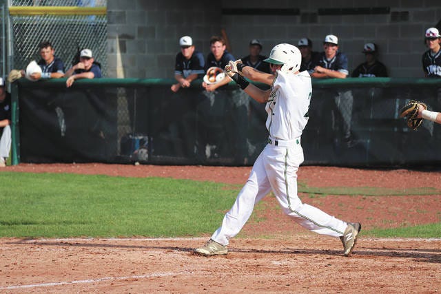 Cole Theisen bats for the Hawks on June 11, 2018. PHOTO BY LIBBIE RANDALL/THE PERRY CHIEF