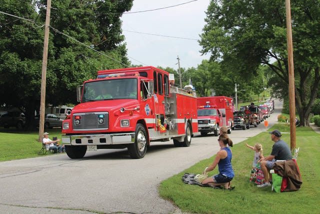 Several fire trucks from area fire departments drove through the parade. DeSoto’s Sesquicentennial Celebration was held on Saturday, June 23, 2018. PHOTO BY CLINT COLE/SPECIAL TO DCN