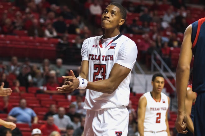 Texas Tech guard Jarrett Culver (23) looks up in frustration after missing a layup during a Dec. 19, 2017, nonconference game against Florida Atlantic inside United Supermarkets Arena. Culver will likely be a key player and leader this fall, according to head coach Chris Beard. [Jay Crain/A-J Media]