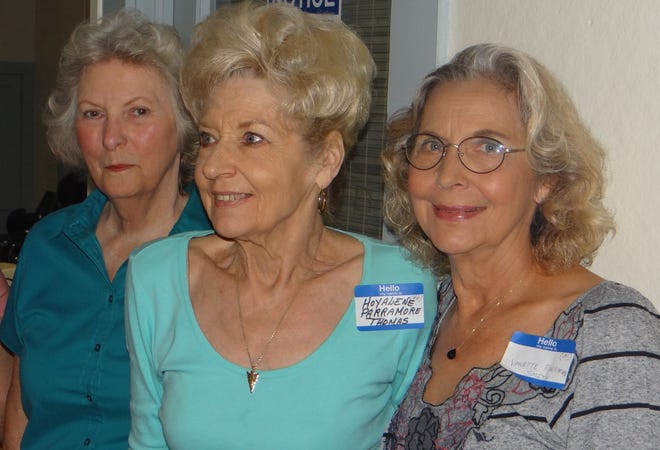 Margie Buck Wilson, Hoyalene Parramore Thomas and Vanette Parramore Thomas, left to right, were starters for the girls’ basketball team at the Fort McCoy School. They were among the attendees at the 40th school reunion held June 23. [Annabelle Leitner/Correspondent]