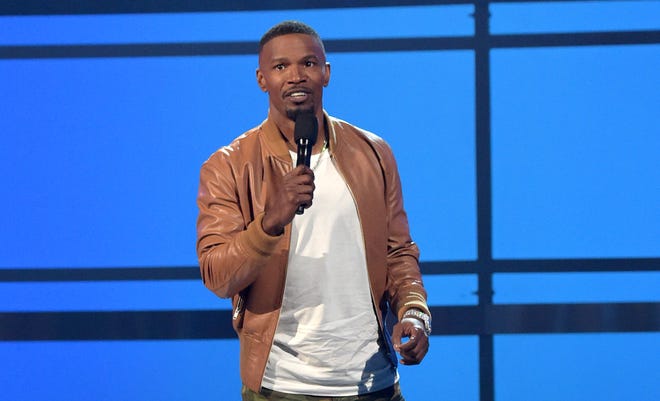 Host Jamie Foxx speaks at the BET Awards at the Microsoft Theater on Sunday, June 24, 2018, in Los Angeles. (Photo by Richard Shotwell/Invision/AP)