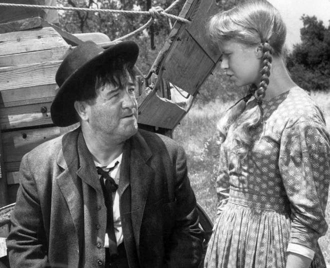 Lou Costello stars in a 1958 "Wagon Train" episode with Beverly Washburn. [NBC publicity photo provided by Beverly Washburn]