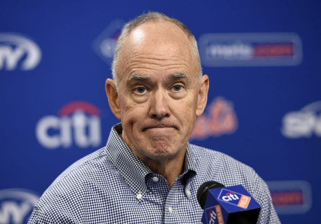 Sandy Alderson said he's stepping down as GM of the New York Mets because his cancer has returned. He doesn't expect he'll resume his duties with the team. [AP Photo/Kathy Kmonicek, 2015 file]