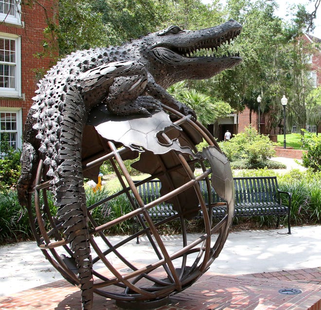 The "On Top of the World," sculpture near Warrington Hall on the University of Florida campus, in Gainesville June 19, 2018.  [Brad McClenny/The Gainesville Sun]
