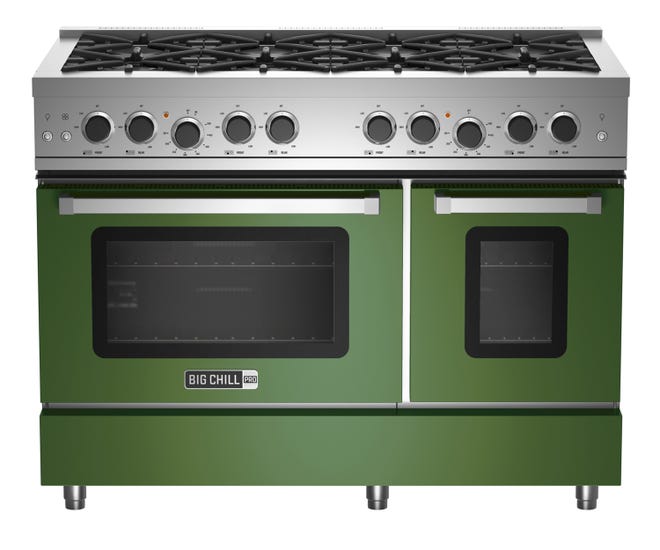 The Big Chill's pro style range has eight professional level burners and a large-capacity oven with a rapid preheat. It's available in a range of vibrant hues, and is compatible with standard home cabinetry depths. [Orion Creamer of Big Chill via AP]