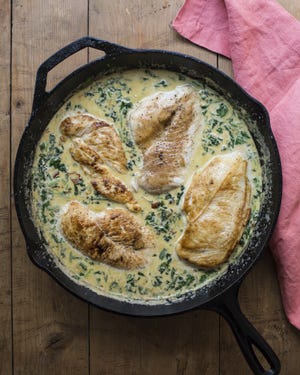 Chicken with Spinach and Sundried Tomatoes in a Cheesy Cream Sauce

[Sarah E. Crowder / AP]