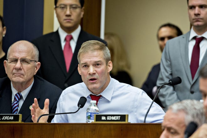 Two men who were wrestlers at Ohio State University in the 1990s say Rep. Jim Jordan, R-Ohio, isn't being truthful when he says he wasn't aware of allegations team doctor Richard Strauss was groping male wrestlers, NBC reported Tuesday. Male athletes from 14 sports at Ohio State have reported alleged sexual misconduct by Strauss, whose 2005 death at the age of 67 was ruled a suicide. Jordan's spokesman says in a statement the congressman never saw or heard about any abuse or had any abuse reported when he was an assistant wrestling coach at Ohio State. [Andrew Harrer/Bloomberg]