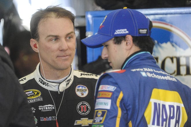 Chase Elliott, right, was one of the young drivers who was supposed to help lead the new generation of NASCAR racers. But the old guard, including Kevin Harvick, left, put a quick halt to those plans. [John Amis/The Associated Press]