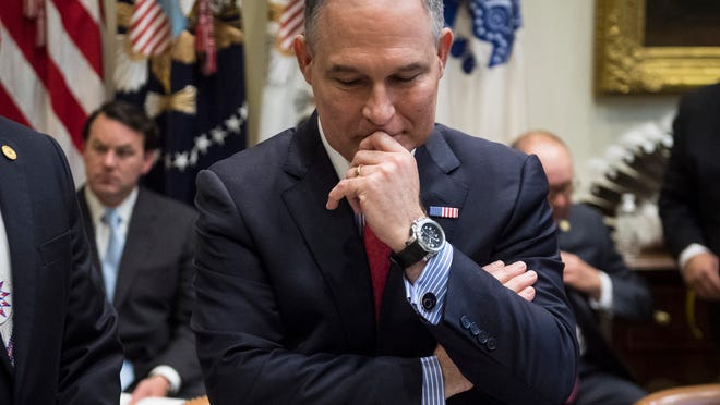 Scott Pruitt resigned as Environmental Protection Agency administrator on Thursday. MUST CREDIT: Photo by The Washington Post's Jabin Botsford.
