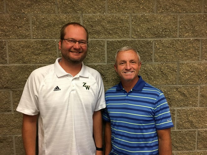 Jeff Carlson (left) takes over as Zeeland West Athletic Director for retiring Mark Werley. [Contributed]