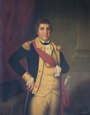 Revolutionary War hero and Warren native William Barton, painted by James Sullivan Lincoln. The East Bay Sea Kayakers will commemorate the July 1777 raid executed by Barton and his men to capture General Richard Prescott, the commander of the British occupying forces on Aquidneck Island.