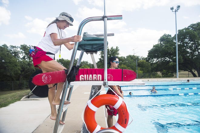 Leslie Botts, 70, recently got her lifeguard certification and began working for Austin Parks and Recreation. [AMANDA VOISARD/THE WASHINGTON POST]