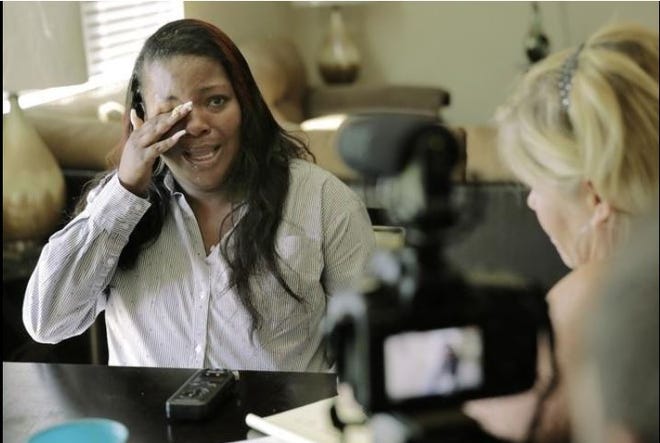Shanara Mobley was at times tearful during one of the few interviews she's given about the kidnapping and its aftermath. [Bob Self/Florida Times-Union]