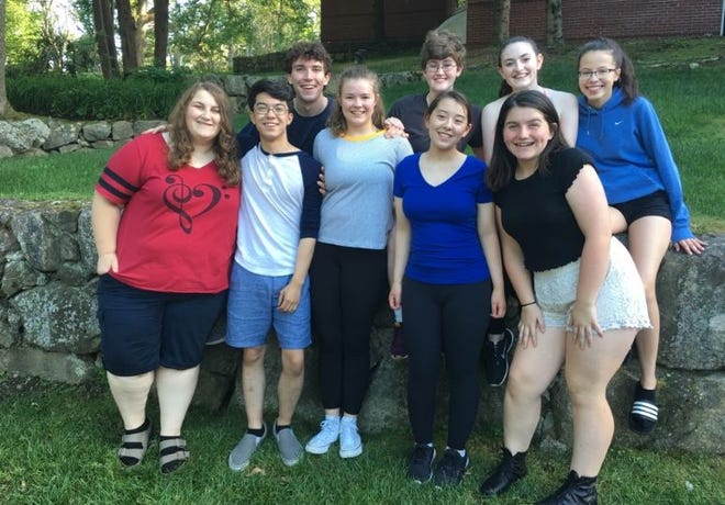 Maynard residents performing with Weston Drama Workshop are, front row: Meredith Cormier, Lucas Pepin, Emma Stevens, Zoe Pepin and Phoebe Cook Ludwig. Back row: Charlie Neuhauser, Bridget Sherman, Lily Gavin and Cara Leahy. [Courtesy Photo]
