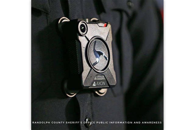 CANDID CAMERA — This closeup shows a body camera being worn by an officer. The Randolph County Sheriff’s Office will be using 20 such cameras at the detention center. (Contributed photo)