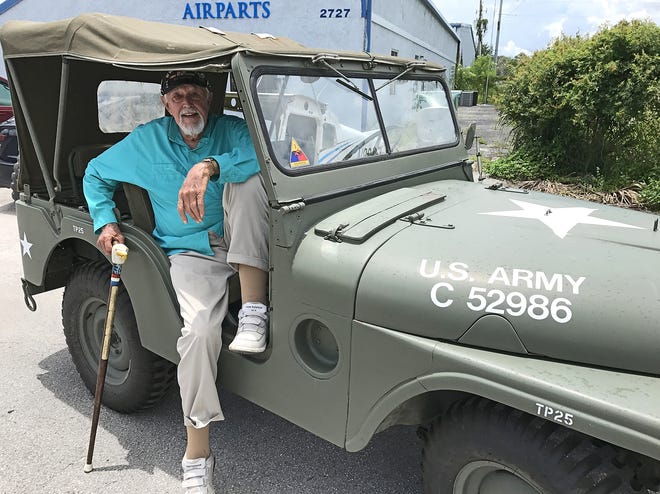 World War II and Vietnam Veteran Don Van Beck sits in an U.S. Army Jeep he wants to add to Veterans Memorial Park in Leesburg. [Frank Stanfield / Daily Commercial]