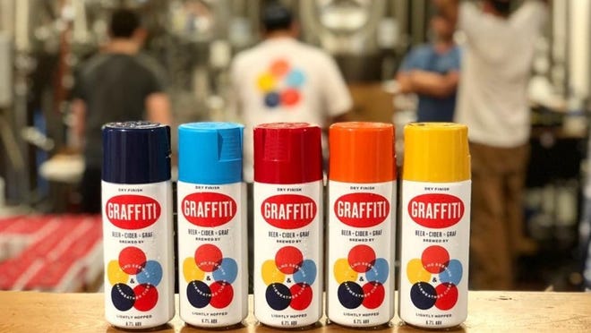 St. Elmo Brewing and Fairweather Cider teamed up to create a graf, a cider and wine blend, with saison yeast and apple juice. It's being sold in colorful cans starting tomorrow at the brewery.