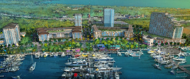 The District, on the former Southbank site of JEA's Southside Generating Station, will include 125 slips for its marina. [Provided by Michael Munz]