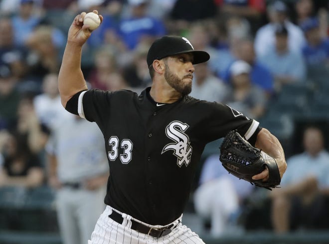 James Shields pitched 6 2/3 innings Friday night to help the Chicago White Sox defeat Kansas City, Shields' former team. [Nam Y. Huh/The Associated Press]