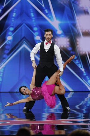 Quin Bommelje, left, and Misha Vlasov, who compete as a team called “Quin and Misha,” appeared on “America’s Got Talent” in June and earned praise from the panel of judges. Both dancers have St. Augustine ties, with Vlasov’s family owning and operating a Arthur Murray Dance Studio franchise here. [COURTESY OF NBC]