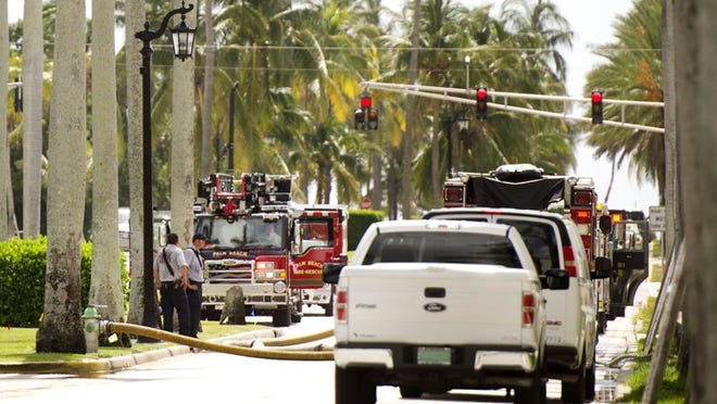 Eastbound Royal Palm Way between Hibiscus and N. County is closed due to a gas leak in Palm Beach July 17, 2018. Meghan McCarthy/Daily News)