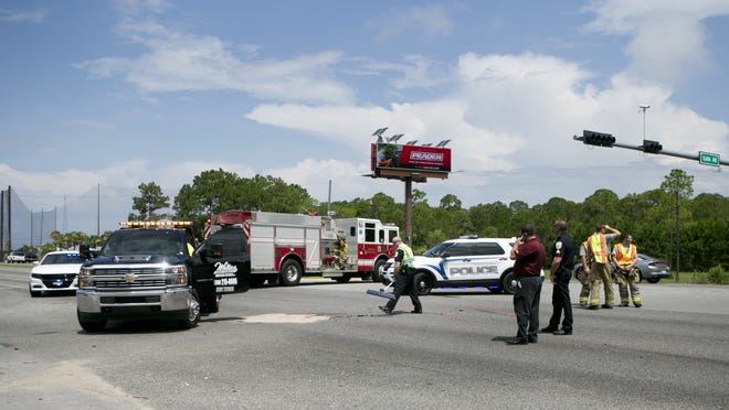 A two vehicle collision slowed traffic at Clara Avenue and Panama City Beach Parkway on Tuesday. [PATTI BLAKE/THE NEWS HERALD]
